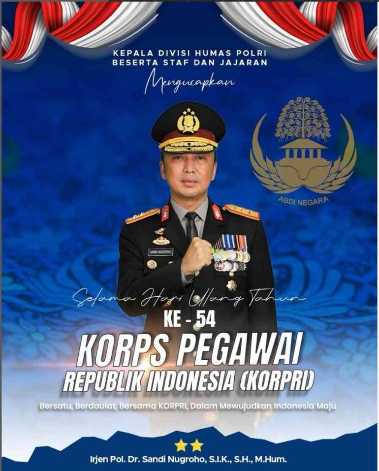 Kadiv Humas Polri Sampaikan Selamat HUT ke-54 KORPRI: Perkuat Semangat Pengabdian Menuju Indonesia Maju